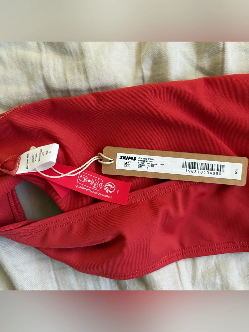 NWT SKIMS Classic Swim Bandeau Top Terra Size Small Strapless Bikini